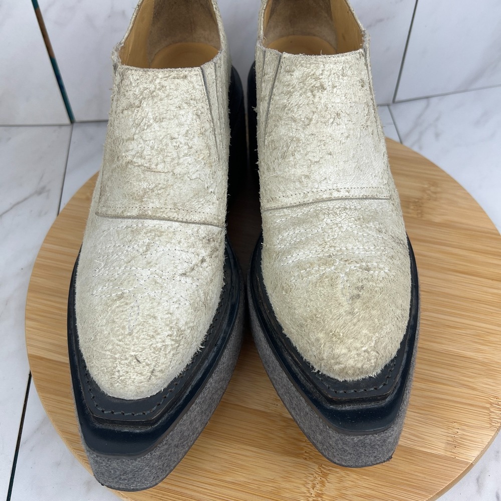 MM6 Maison Margiela Womens Size 8 [EU 38] Cream Suede Platform Felt Boots Shoes - Picture 4 of 12